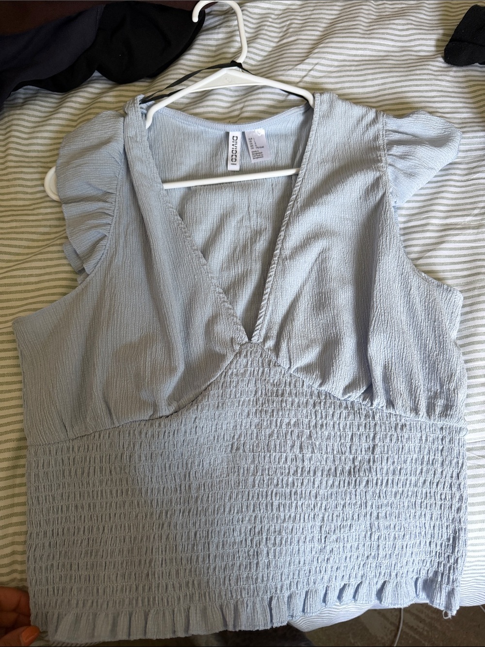 Divided Light Blue Smocked V-Neck Camisole